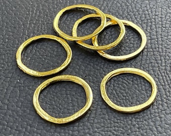 Gold Plated Round Connector Rings Set 6 Pcs Circle Links for Jewelry Making Hoop Connectors DIY Supplies, 200C