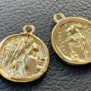 2  Roman Greek Coin Pendants Gold plated Replica Turkish jewelry supply mdla0767D