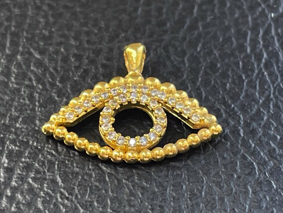 Evil Eye イービルアイ きらきら CZ ゴールド DX ネックレス Evil Eye & Cubic Zirconia Petal Pendant Necklace – Sterling