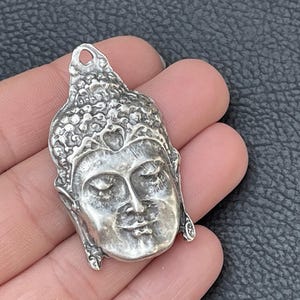1  Buddha Pendant Matte Silver plated  Turkish Jewelry designer supply mdla0285B