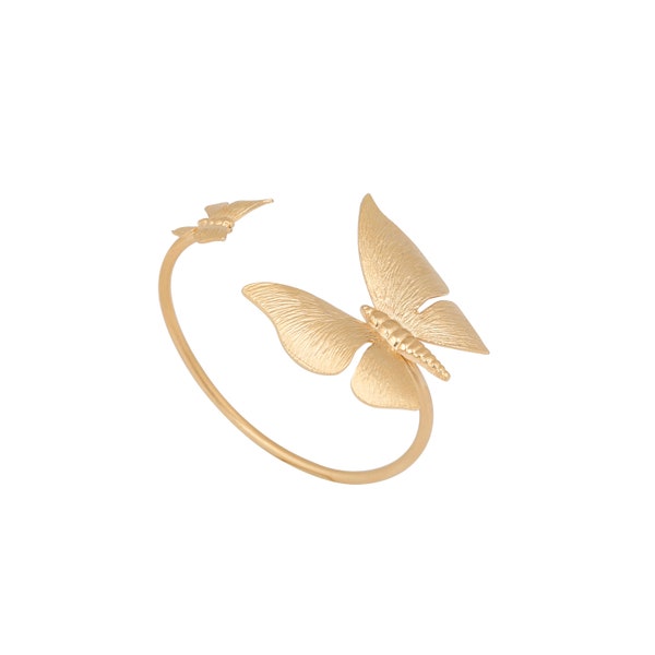 Butterfly Cuff Bracelet adjustable 24k Matte Gold plated Turkish jewelry BLZ81