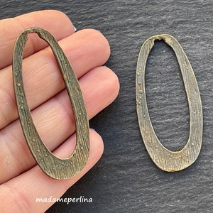2  Long Oval Pendants Bronze plated  Turkish jewelry supply  mdla1157D