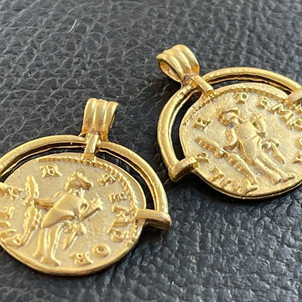 2   Roman Replica Pendants 24K Matte Gold plated Turkish jewelry supply mdla1100A