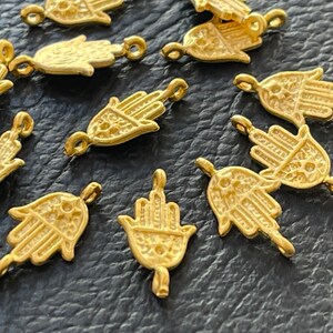 10   Hamsa Hand Link Connectors Matte Gold plated 16mm  Turkish jewelry supply  mdla0658A