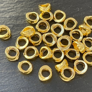 6   Rondelle Beads  Gold Plated twisted Heishi Turkish jewelry supply mdla0888D