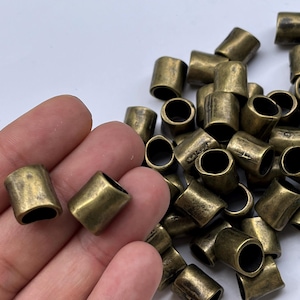 2  Organic Shape Barrel Beads Bronze plated Large Spacers 8mm hole Turkish jewelry supply  mdla1364C