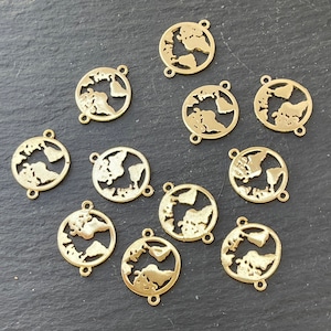 1 wereldkaart connector vergulde schakels wereld aarde globe globetrotter reizen reislust Turkse sieraden mdla0906B