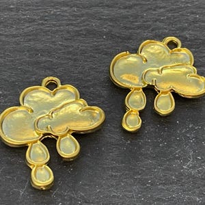 2  Cloud Rain Pendants  Matte Gold plated raindrops cloud Turkish jewelry supply mdla1002A
