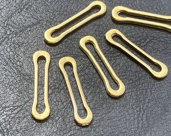 6  Flat Oval Long Links 24K Gold Plated connectors charms closed rings Turkish jewelry supply mdla1350D