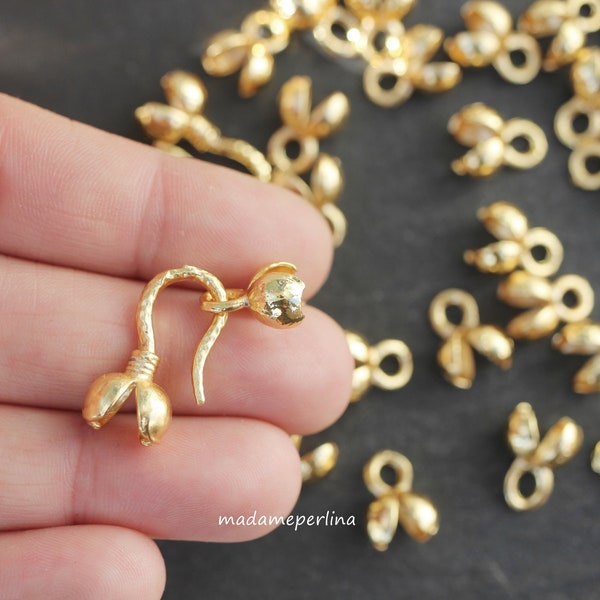 1  Clasp Knot Cover  24k Gold Plated brass Crimp Shell End hook and eye clasps 30mm  Turkish jewelry supply mdla0610E