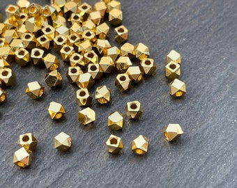 10  Hexagon Spacer Beads 24K Gold plated Turkish jewelry supply  mdla0531