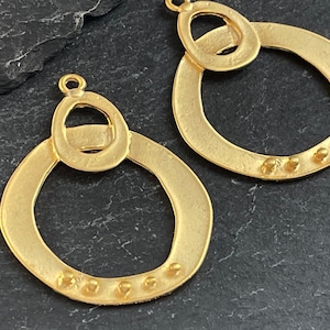 2  Dotted Hoop Pendants Matte Gold plated Loop circle 50mm Turkish Jewelry supply mdla0994A