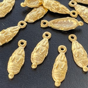 10 ciondoli ovali a forma di punto tribale placcati in oro opaco, fornitura di gioielli turchi mdla1135C