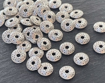 10  Saucer Spacer Beads Silver plated flat 10mm  Turkish jewelry supply mdla1256B