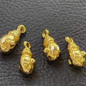 4 Teardrop Pendants Gold plated dots rustic drops Turkish Jewelry supply mdla1424A