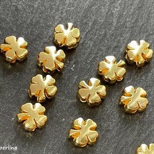 6 perles d'espacement trèfle plaquées or 6 mm trèfle porte-bonheur perle fourniture de bijoux turcs mdla0608A