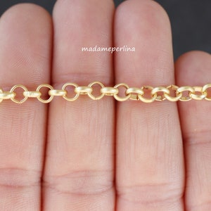 5mm   Rolo Chain Matte Gold plated 3.3 feet round open links 1 meter  Turkish Jewelry supply mdla0955A
