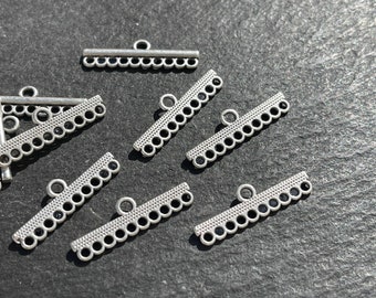 6   Sorter End Bars Silver Plated for Ten 10 strand row links Separator chandelier clasp connector Turkish jewelry supply mdla1125B