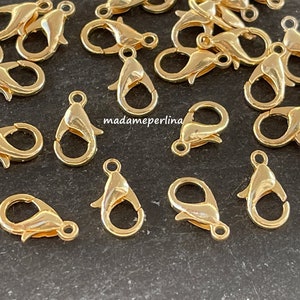 10  Lobster Clasps Gold plated 12mm Turkish jewelry supply  mdla0452D
