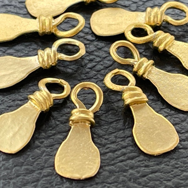 8 Paddle Flat Charms 24K Matte Gold plated Turkish jewelry supply mdla0848A