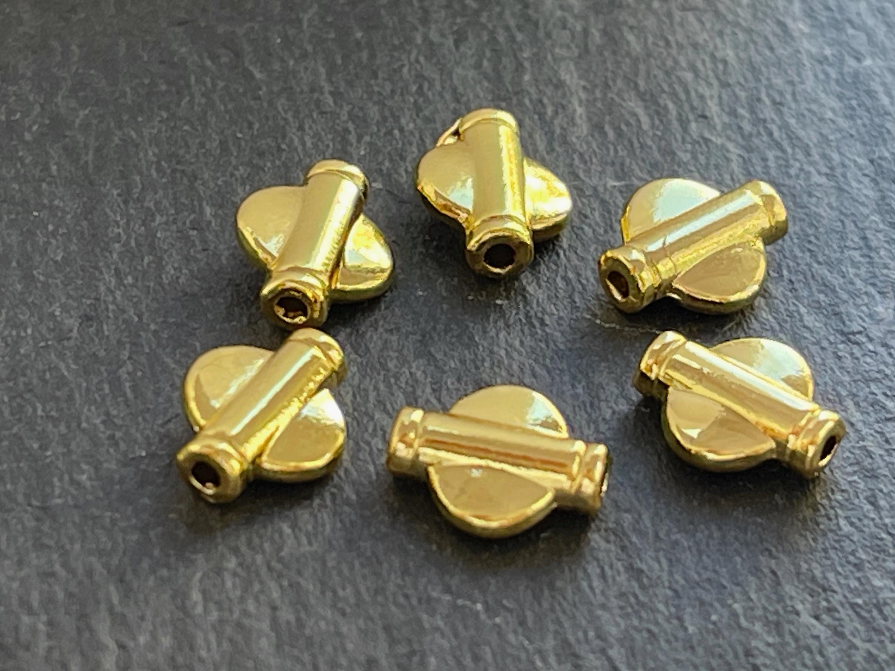 6個のチューブラーピンチフラットビーズ（金メッキ）、mdla0154 - Etsy