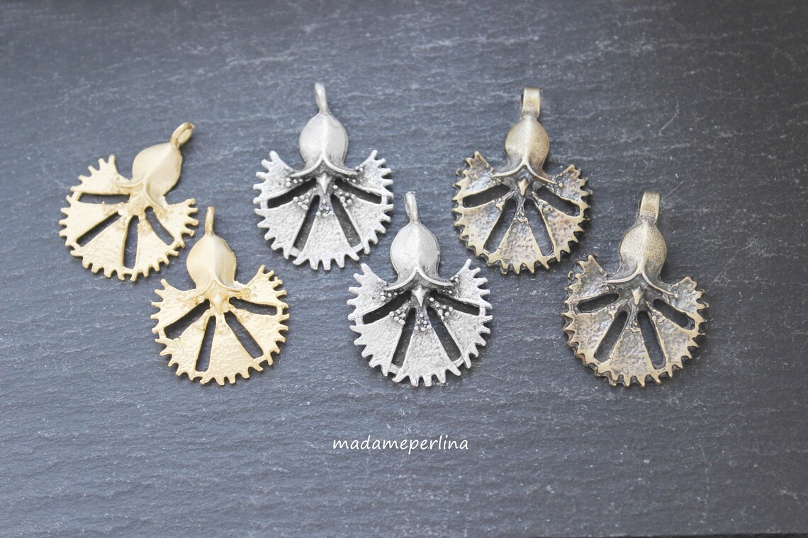 2 Clove Pendants Bronze plated tulip floral Turkish Etsy