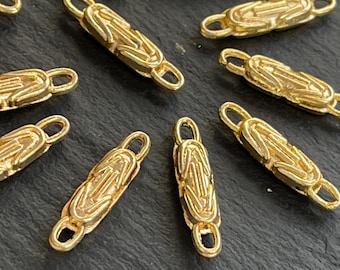 10  Bar Stick Link Connectors Gold plated textured pendants Turkish jewelry supply mdla1324B
