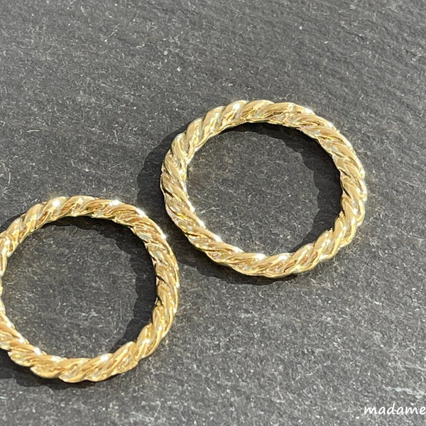 2 pendenti a cerchio circolare connettori da 28 mm Placcati in oro 24 carati Collegamenti intrecciati chiusi Fornitura di gioielli turchi mdla0252C