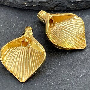 2  Lily Bead Caps  Gold plated Cord end charms floral Turkish jewelry supply mdla1162C