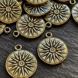 2  Vergina Sun Star Pendants Bronze plated Macedonian Symbol Turkish Jewelry supply mdla0731C