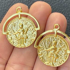 2 griechisch-römische Anhänger vergoldet Antike Replik Münzen Türkischen Schmuck Versorgung mdla1101C