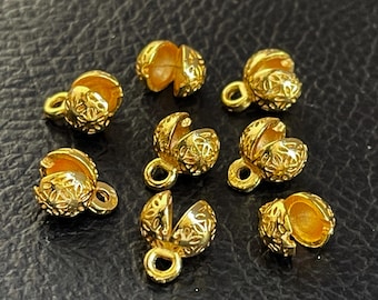 Cuentas de extremo engarzado con cubierta de nudo chapadas en oro, cuentas de acabado con cierre tipo concha, 8 piezas, accesorios de joyería para la fabricación de collares y pulseras, 372C