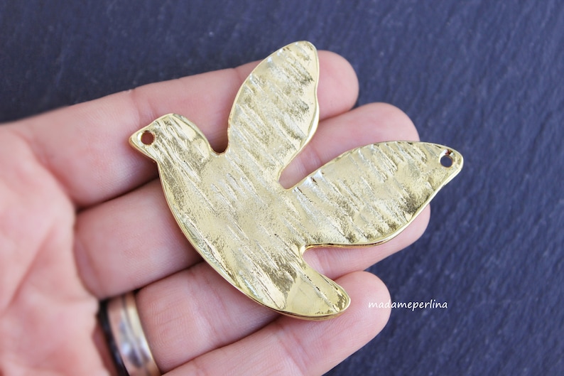 1 Bird Pendant 24K Gold plated Large animal pendants Turkish jewellery supplies findings mdla0377