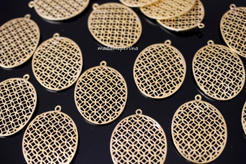 1 Sacred Geometry Pendants charms oval Flower of Life seeds pendant 24k Matte Gold plated Turkish jewellery supply findings mdla0137A