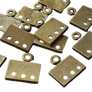 12 Bronze Plated 3-Strand Sorter Connectors, Bronze End Bars Jewelry DIY, mdla0019