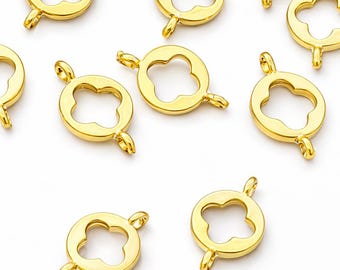 6 conectores de trébol chapados en oro, accesorios de joyería, mdla0600D
