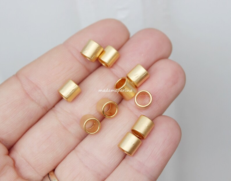 10 Spacer Beads 24k Matte Gold plated 5mm hole Turkish jewellery craft findings supplies mdla0899A