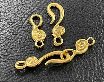 Fermoirs crochets et oeillets en plaqué or mat pour la fabrication de bijoux, jeu de 2 fermoirs tourbillonnants, fermeture à attache élégante, mdla1022A