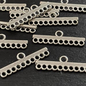 Barres d'extrémité pour trieuse plaquées argent, 10 rangées de 10 brins, 6 connecteurs de séparation, mdla1125B