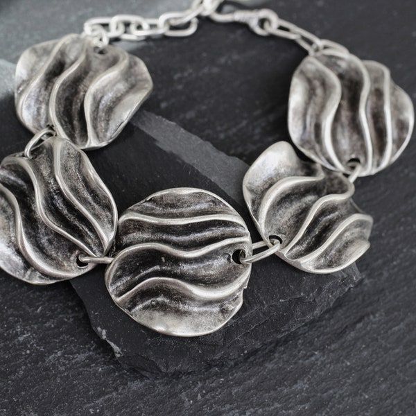 Ruffled Coins Bracelet Silver plated adjustable Turkish Unique jewelry BLZ101