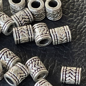 10   Rimmed Barrel spacer beads Silver plated 6mm Turkish jewelry supply  mdla0875B
