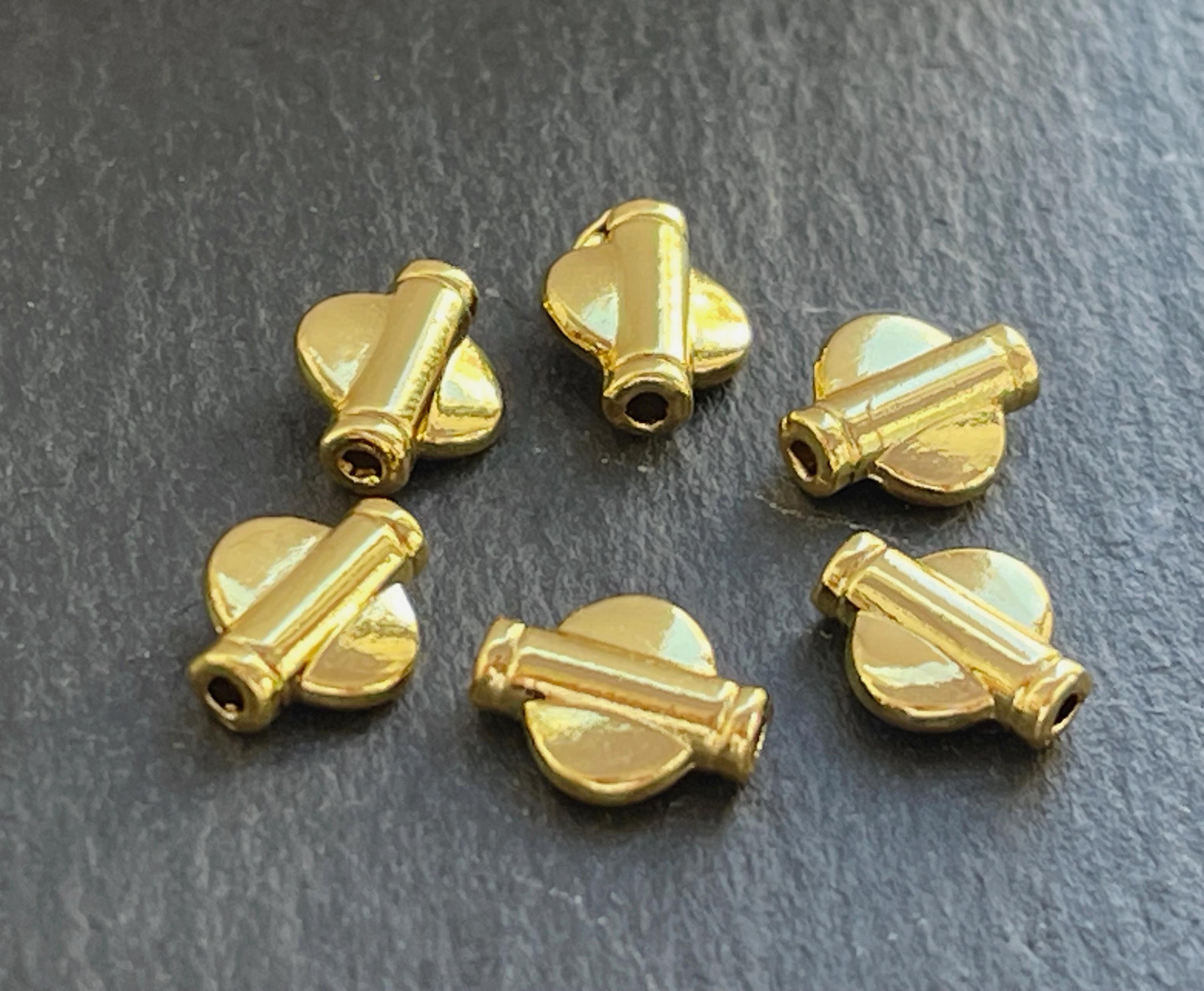 6個のチューブラーピンチフラットビーズ（金メッキ）、mdla0154 - Etsy