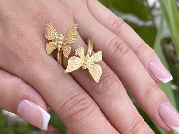 Gold plated butterfly ring deals