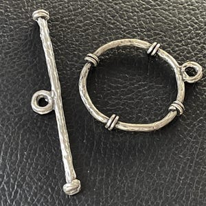 1   Toggle Clasp Matte Silver plated extra Large Organic Look T Bar Turkish jewelry supply  mdla0114C