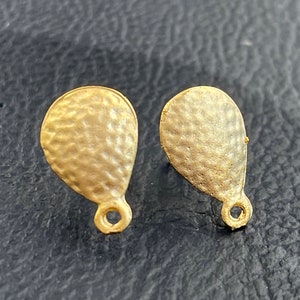 Earrings Stud Posts Connectors Gold plated  1 PAIR ear pin blank setting Turkish jewelry supply mdla1198