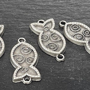 4pc Silver Plated Fish Pendants, Fish Connectors, Fish Charms, Fish Link, Turkish Jewelry supplies mdla1522B
