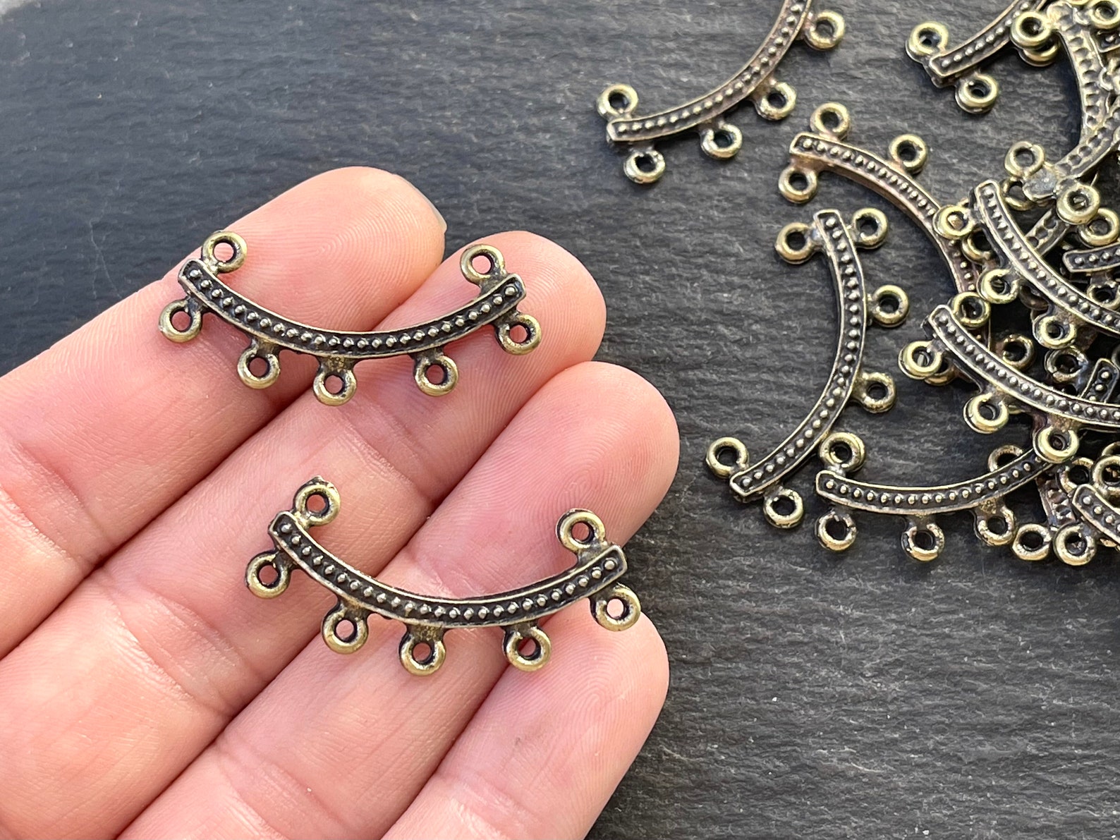 4 Connector Chandeliers Bronze Plated Pendants Five Loops Bail Etsy