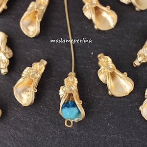 2  Open Cone Bead Caps Matte Gold plated End floral Caps Turkish jewelry supply mdla1026A