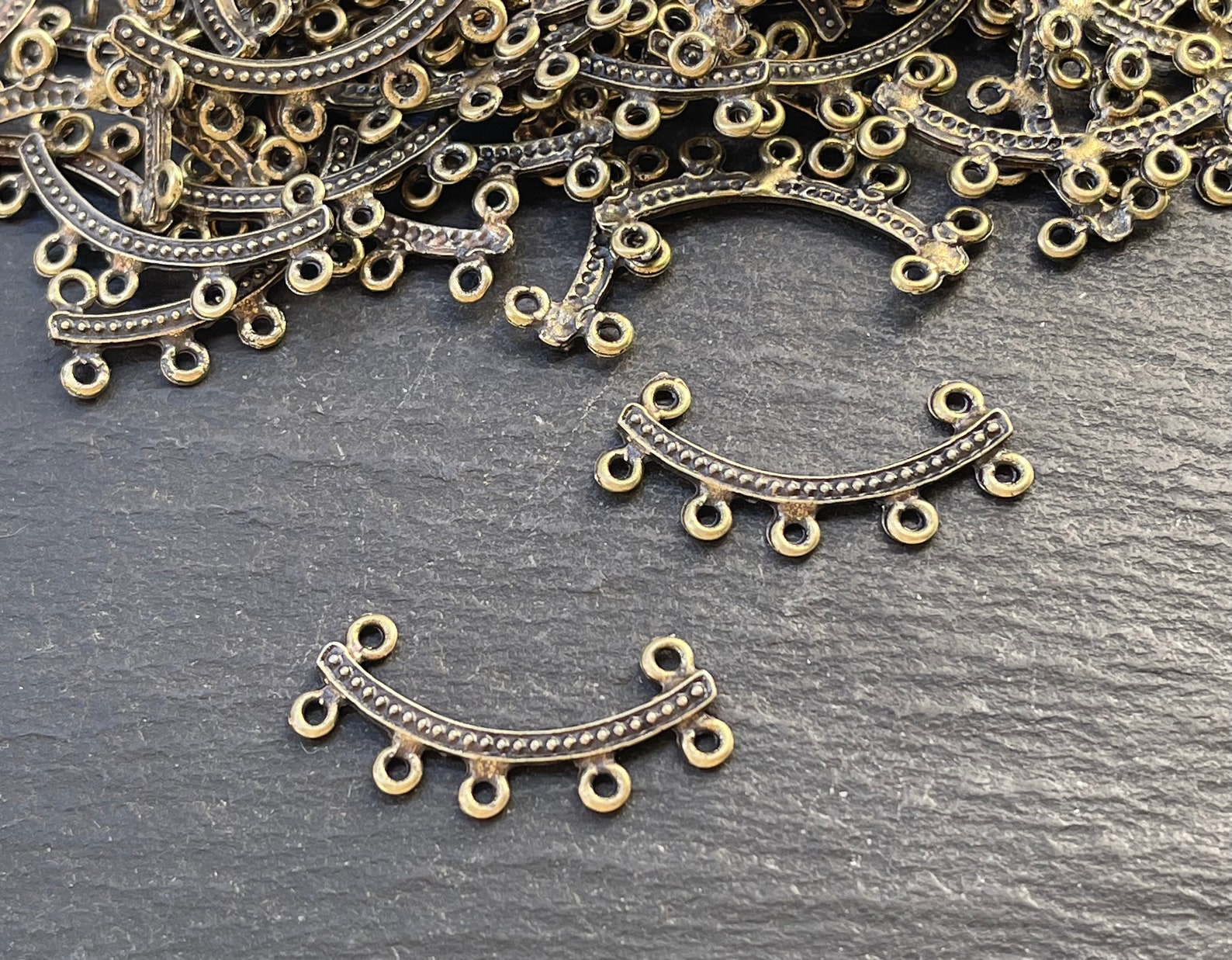 4 Connector Chandeliers Bronze Plated Pendants Five Loops Bail Etsy