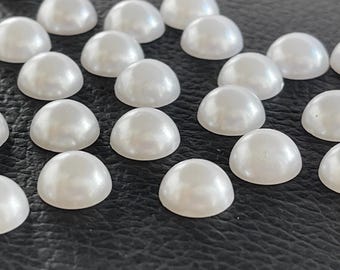 100 White Faux Pearl Cabochons, 10mm Flatback, Hobby Craft Jewelry Supply, p11
